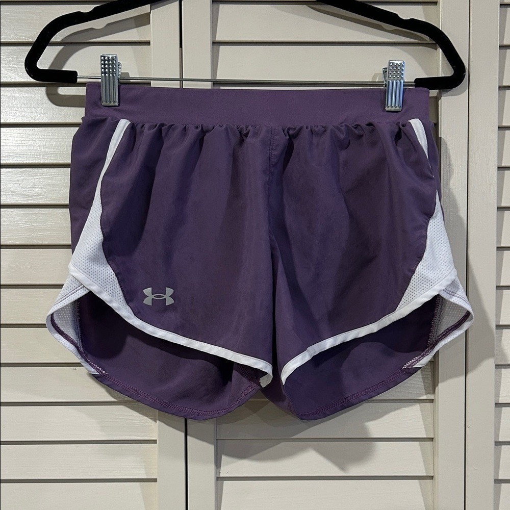 Under Armour Purple Women's Athletic Shorts with White Trim Size Small